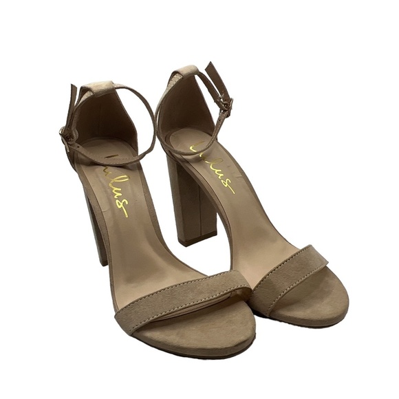 Lulu's Raylen Natural Suede Ankle Strap Block Heels - Picture 2 of 8